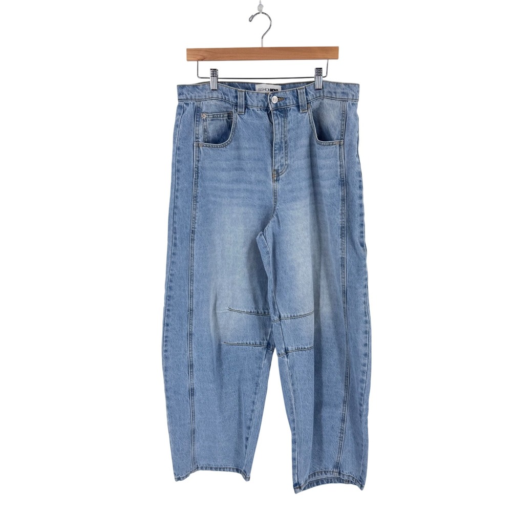 Fashion Nova NWT Montebello Barrel Leg Jeans Size 13 Baggy High Rise Denim